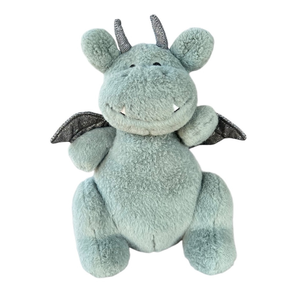 Mon Ami Dax Dragon Plush Cuddle Lovie Soother Stuffed Animal Sage Green Glitter